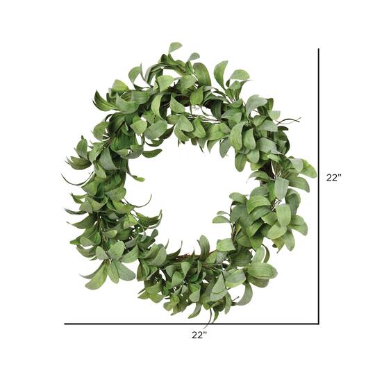 22" Green Lamb Ear Leaves Wreath